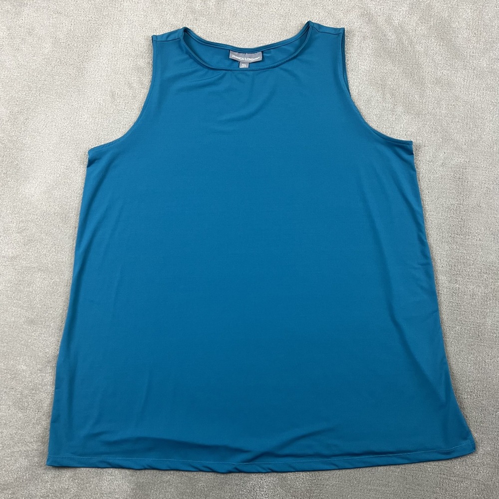 Jessica London Tank Top Women 18/20 Blue Sleeveless Shell Stretch Scoop Neck